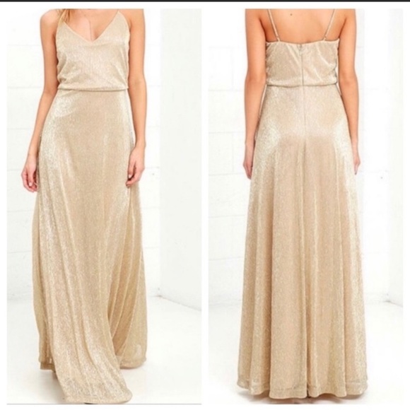 Lulus Dresses & Skirts - Lulus Shimmery Gold Maxi Dress
